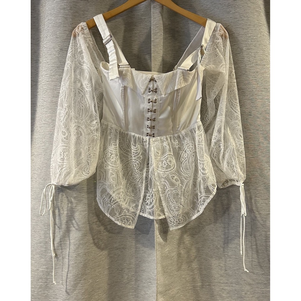 For Love And Lemons Corset Lace Long Sleeve Blouse White Size‎ XS